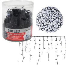 Kurtyna 240 lampek LED z  efektem flash i dodatkowym gniazdem biała