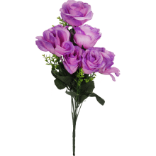 Bukiet Fioletowych Róż z Bukszpanem - Dekoracja Wyglądająca jak Żywa, Wysokość 54 cm