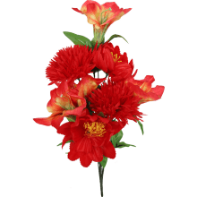 Bukiet 9 sztuk mieszanych kwiatów: 3 Lilie, 4 Amarylisy, 2 Chryzantemy, Kolor Czerwony, Wysokość 58 cm, Wygląd Naturalny
