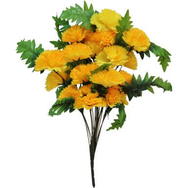 Żółty Bukiet z 24 Goździków i Paprociami - Dekoracja Wyglądająca Jak Żywe Kwiaty, Wysokość 58 cm