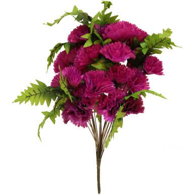 Bukiet Niebieskich Goździków z Paprociami, Dekoracja Wyglądająca Jak Żywa, 58 cm