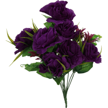 Bukiet sztucznych róż fioletowych z dodatkami, 10 gałązek, 43 cm.