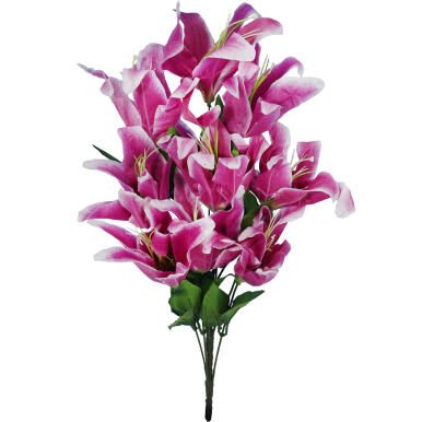 Sztuczny Bukiet 10 Fioletowych Lilii - Dekoracja o Wysokości 44 cm