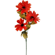 Czerwona Gałązka z 3 Margaretkami - Sztuczny Kwiat o Długości 60cm