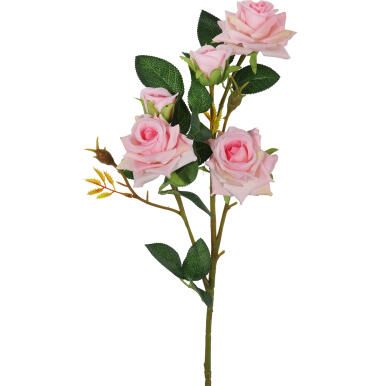 RÓŻA GAŁĄZKA 5 KWIATÓW 62 CM KOLOR JASNO RÓŻOWY