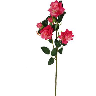 RÓŻA GAŁĄZKA 5 KWIATÓW 62 CM KOLOR CIEMNO RÓŻOWY