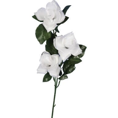 RÓŻA GAŁAZKA 3 KWIATÓW 72 CM KOLOR BIAŁY