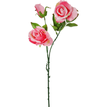 Sztuczna gałązka z trzema różami, kolor różowy, wysokość 72 cm