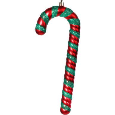 Zestaw 2 Plastikowych Zawieszek Świątecznych - Laski 26 cm, Zielono-Czerwone