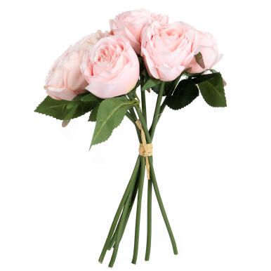 BUKIEET 9 SZTUCZNYCH RÓŻ 28CM - WYSOKIEJ JAKOŚCI - KOLOR RÓŻOWY