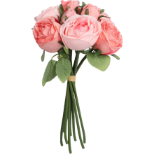 Bukiet Sztucznych Róż (9 szt., 28 cm) w Kolorze Łososiowym, Wysokiej Jakości