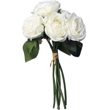 Biały, Sztuczny Bukiet 9 Róż o Wysokości 28 cm