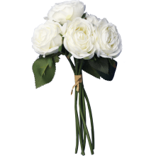 Biały, Sztuczny Bukiet 9 Róż o Wysokości 28 cm