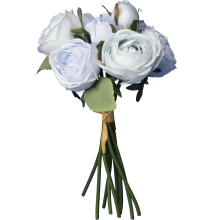 Sztuczny Bukiet 9 Niebieskich Róż Wyglądających Jak Żywe - 28cm