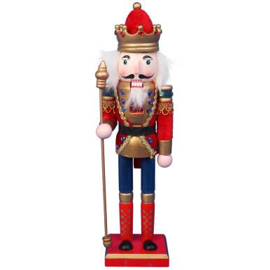 DZIADEK DO ORZECHOW FIGURKA DREWNIANA 30 CM CZERWONA