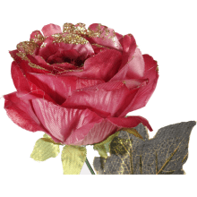 Sztuczna Róża Satynowa z Złotym Brokatem o Wysokości 50 cm - Kolor Różowy