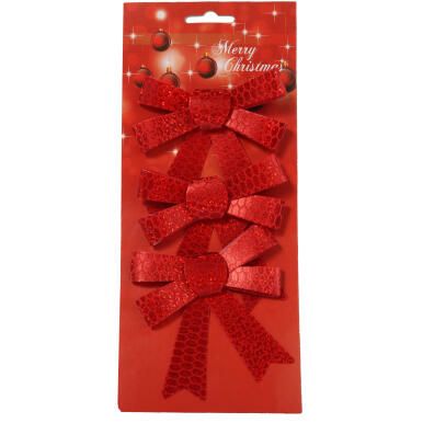 Zestaw 3 wstążek metalizowanych 10 cm kolor czerwony