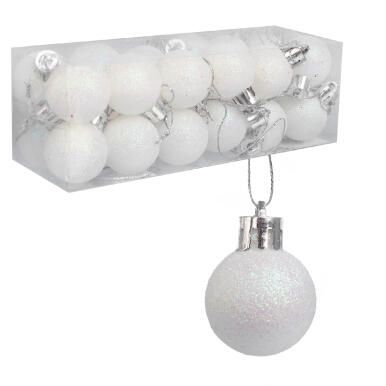 Zestaw 24 bombek śnieżnych opalizujących 3 cm 
