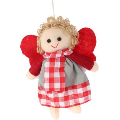 Ozdoba bożonarodzeniowa zawieszka ANIOŁEK  z materiału 15 cm CZERWONA