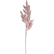 Różowa gałązka z liśćmi oliwnymi pokryta brokatem, 75 cm