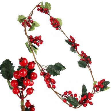 GIRLANDA Z JARZĘBINĄ OZDOBA ŚWIĄTECZNA BOŻONARODZENIOWA 155 CM