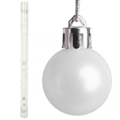 Zestaw 16 bombek plastikowych w tubie 3 cm białe