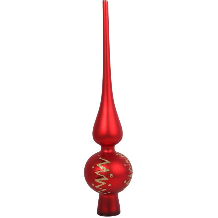 Elegancki Zestaw Świątecznych Bombek Szklanych z Czubkiem - Kolor Czerwony, 18 Sztuk