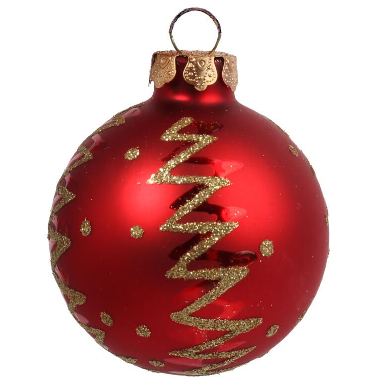 Elegancki Zestaw Świątecznych Bombek Szklanych z Czubkiem - Kolor Czerwony, 18 Sztuk