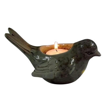 Zielony Ptak-Świecznik o Wymiary 14x7cm