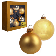 Elegancki Zestaw 6 Złotych Szklanych Bombek Świątecznych z Czubem