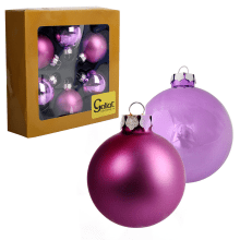 Elegancki Zestaw 6 Szklanych Bombek Świątecznych, Kolor Fioletowy