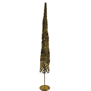 CHOINKA STOŻEK - RATTAN Z METALEM 98CM BRĄZOWA