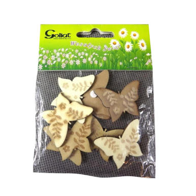 Komplet 9 drewnianych motylków do przyczepiania, kolor brązowy