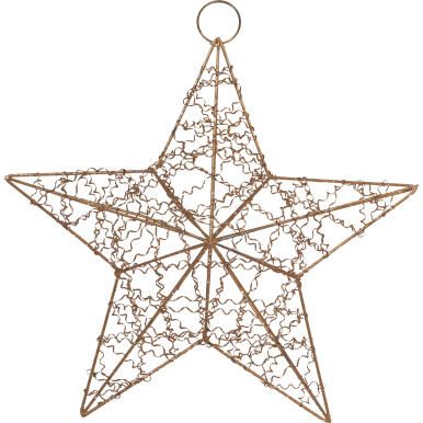 Złota Gwiazda Zawieszka na Choinkę lub Okno, Drewniana, 30 cm