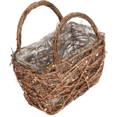 PODKŁAD FLORYSTYCZNY KOSZYK  OSŁONKA Z FASZYNY RATTANOWEJ 24 CM
