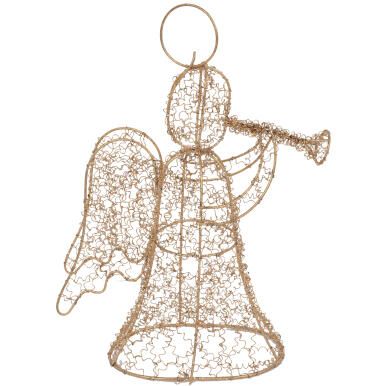 ANIOŁ Z TRĄBKĄ 20 CM METALOPLASTYKA ZŁOCONA