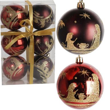 Elegancki Zestaw 6 Bombek Plastikowych w Kolorze Brązowym, 8cm