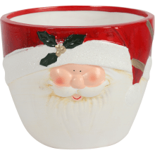 Świąteczna osłonka z ceramiki czerwona z MIKOŁAJEM 15 cm 