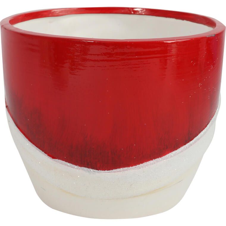 Świąteczna osłonka z ceramiki czerwona z MIKOŁAJEM 10 cm