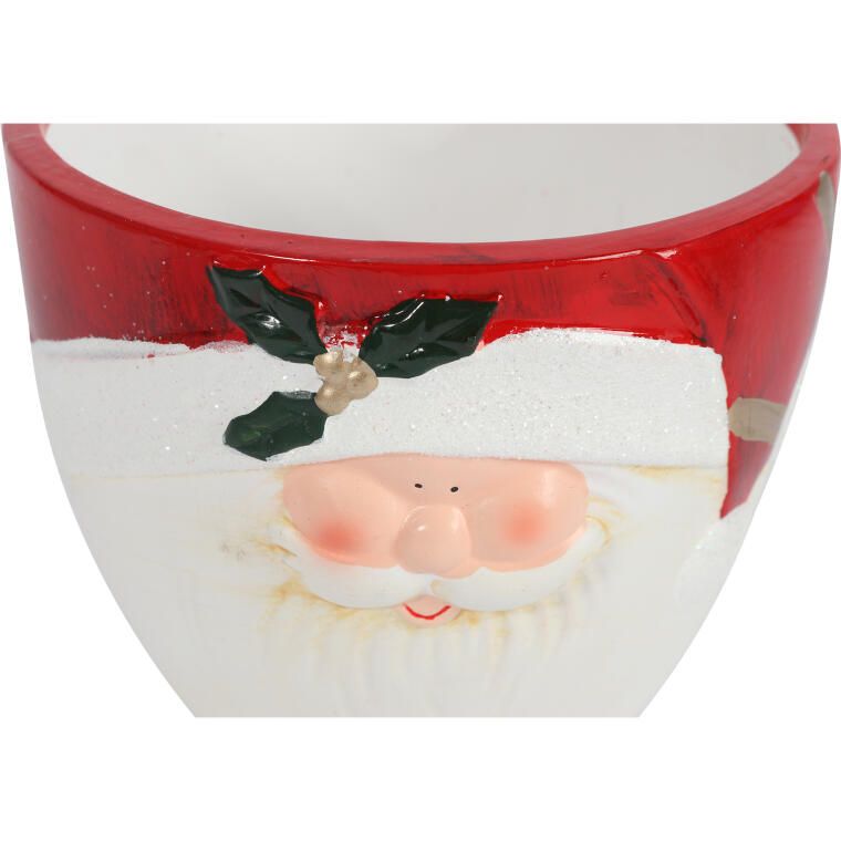 Świąteczna osłonka z ceramiki czerwona z MIKOŁAJEM 10 cm