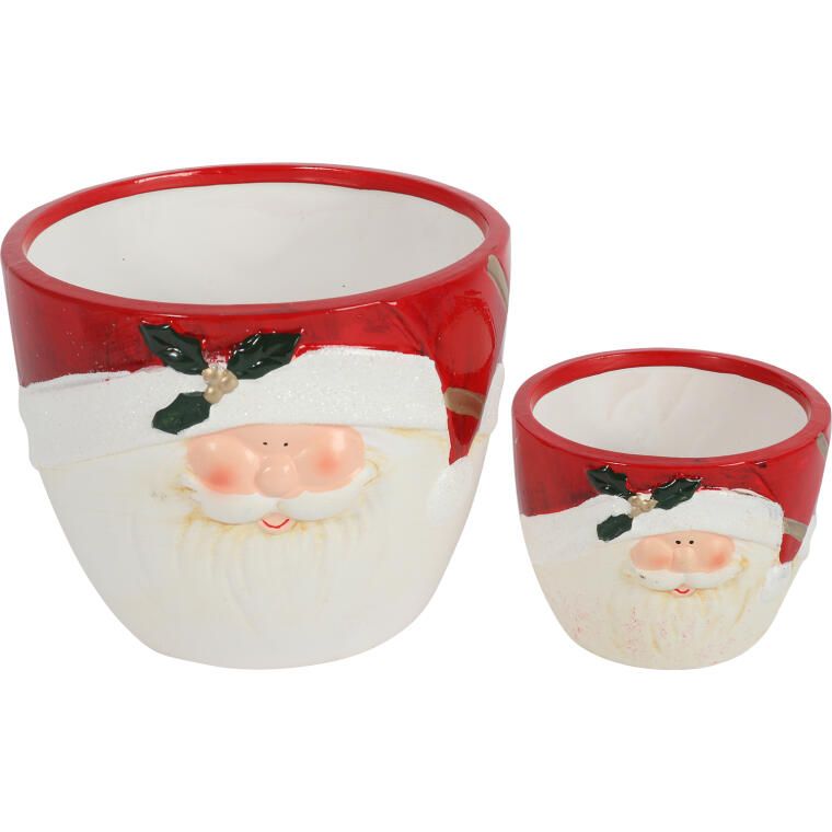 Świąteczna osłonka z ceramiki czerwona z MIKOŁAJEM 10 cm