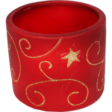Świąteczna osłonka z ceramiki czerwona GWIAZDKI 9 cm