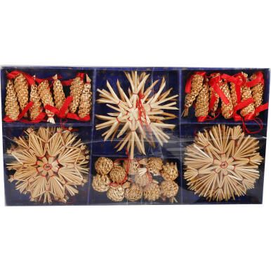 Ręcznie Wykonane Słomiane Ozdoby Świąteczne - Komplet 37 Sztuk