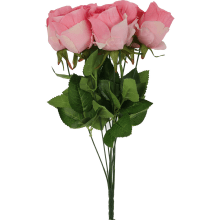 Bukiet Szlachetnych Róż w Kolorze Różowym, 45 cm - Kwiaty Sztuczne o Realistycznym Wyglądzie