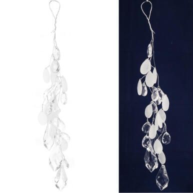 SREBRNA ZAWIESZKA DEKORACYJNA Z KRYSZTAŁKAMI  ŁEZKI 30 CM