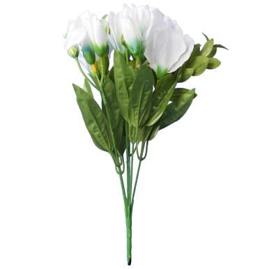 BUKIET Z 6 BIAŁYCH EUSTOM WYSOKOŚCI 36 CM - DEKORACJA DO ZABUDOWY