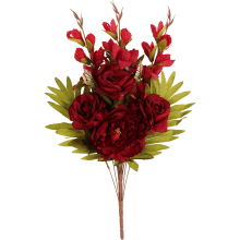 Bukiet płaska wiązanka nagrobna mix gladioli  róż i piwonii 68cm BORDOWA