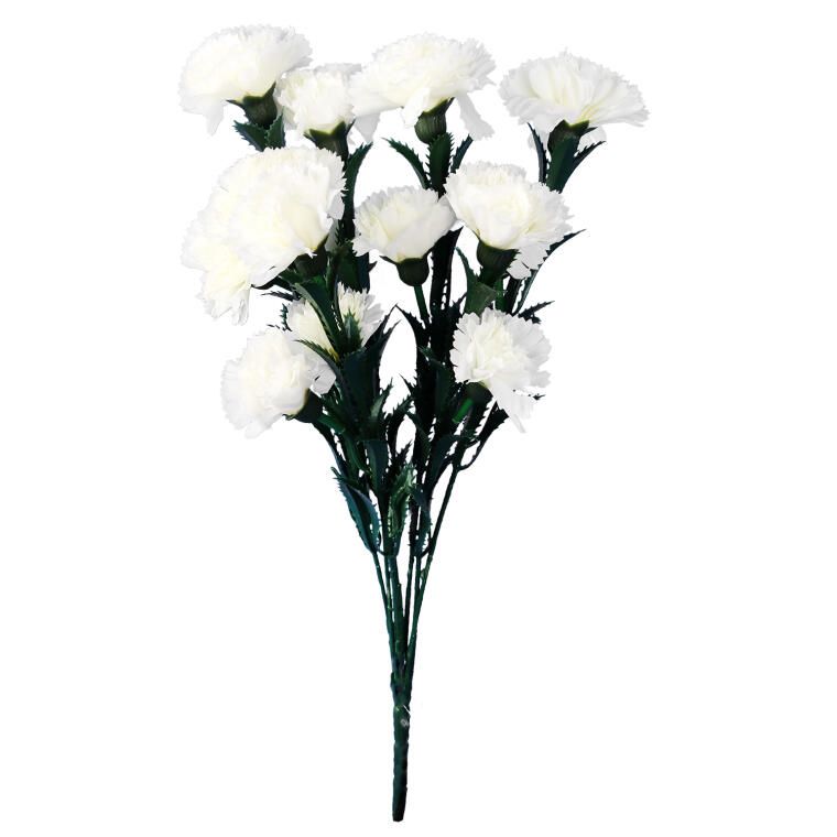 GOŹDZIKI BUKIET 15 KWIATÓW 42 CM KOLOR BIAŁY