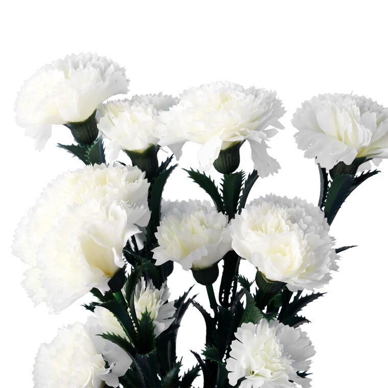 GOŹDZIKI BUKIET 15 KWIATÓW 42 CM KOLOR BIAŁY