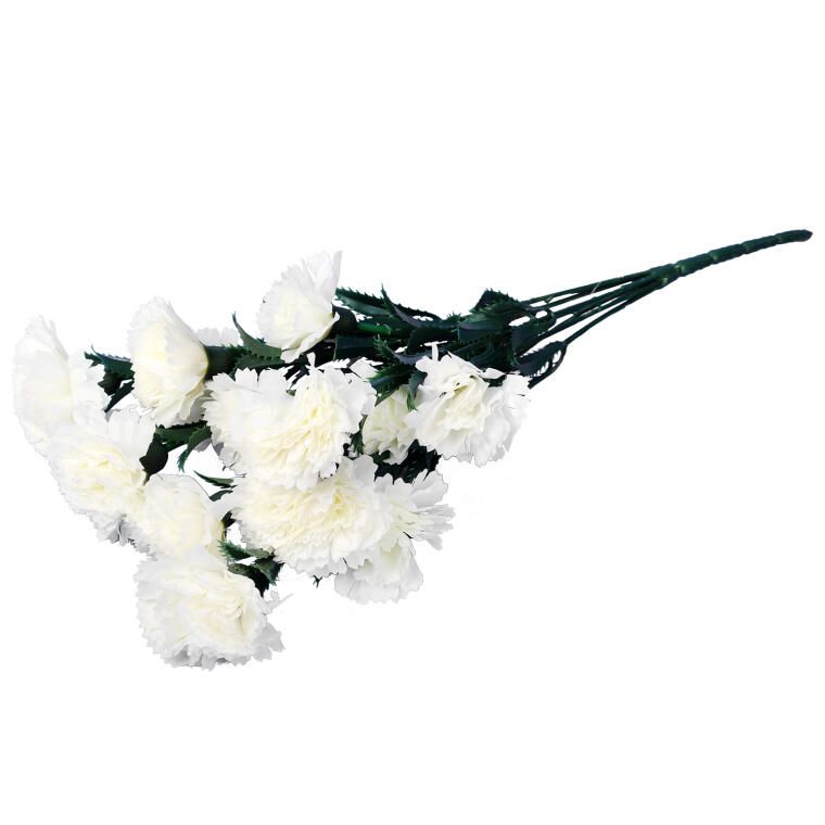 GOŹDZIKI BUKIET 15 KWIATÓW 42 CM KOLOR BIAŁY